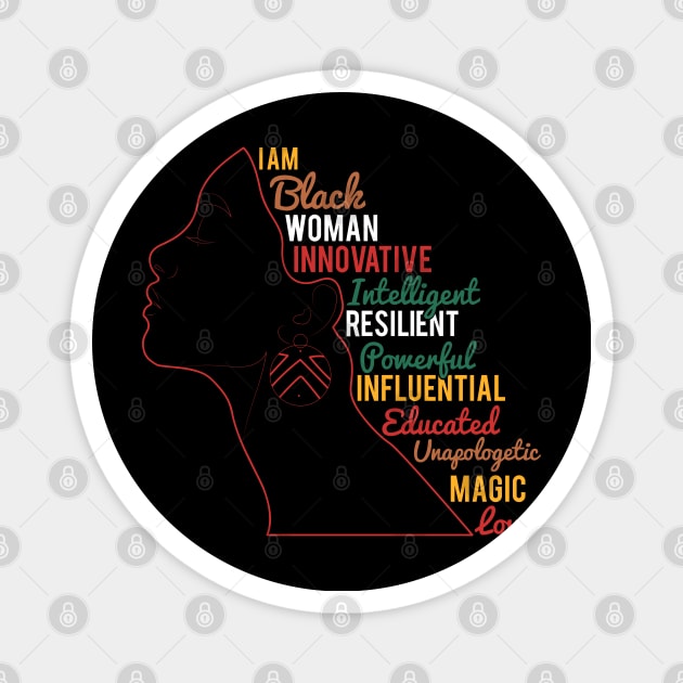 I Am Black And Strong Woman Black History Month Magnet by Swagmart